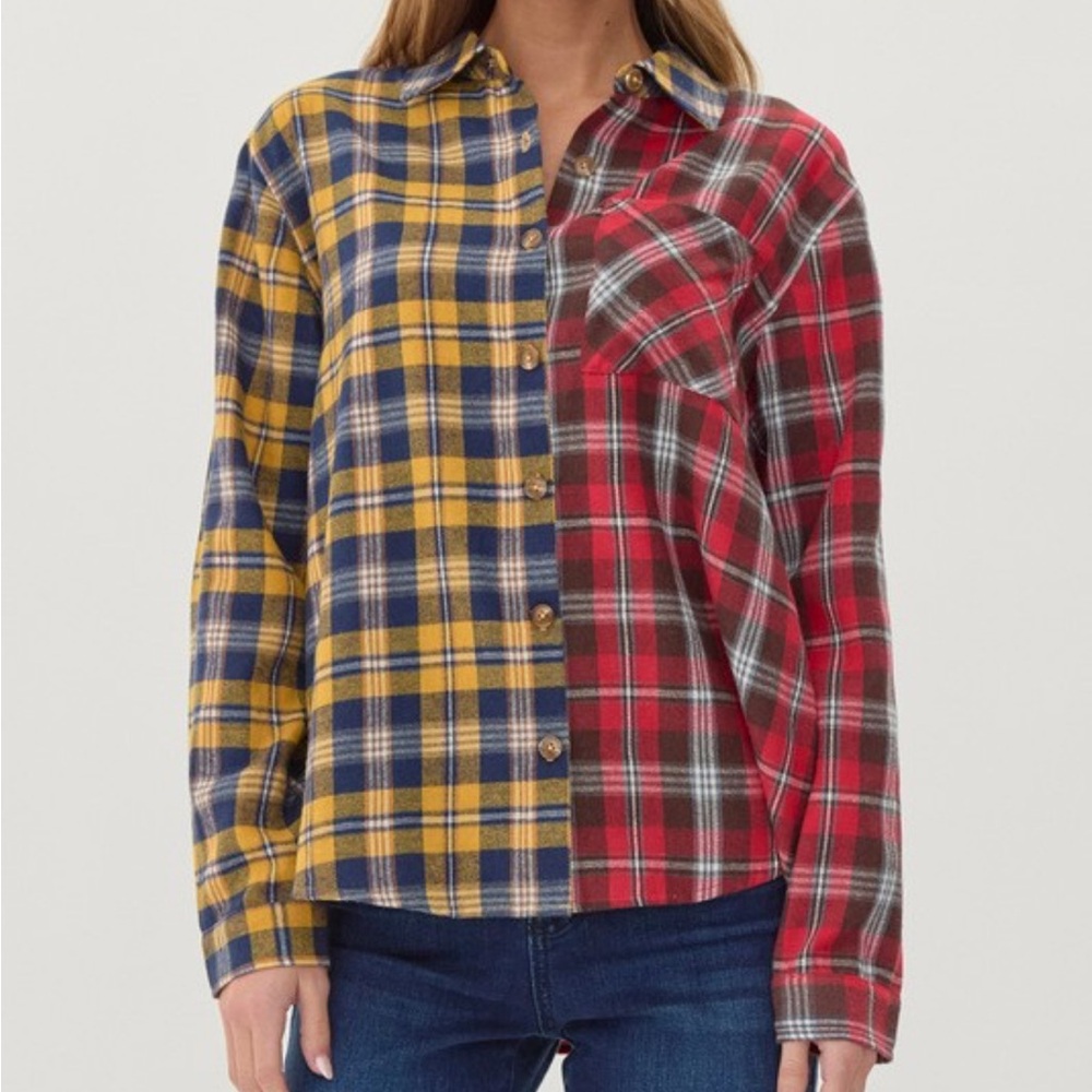 Multi Plaid Flannel Shirt